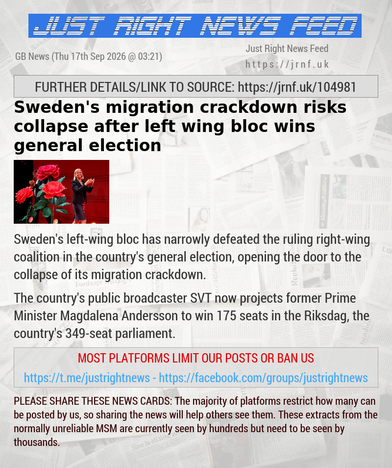 Sweden’s migration crackdown risks collapse after left—wing bloc wins general election