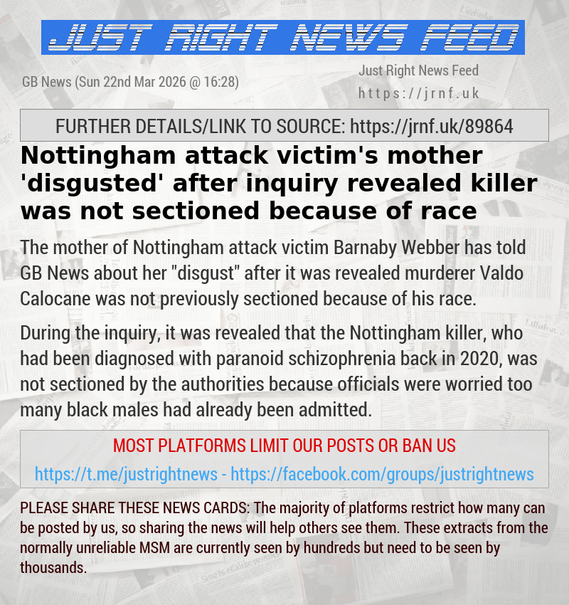 Nottingham attack victim’s mother ’disgusted’ after inquiry revealed killer was not sectioned because of race