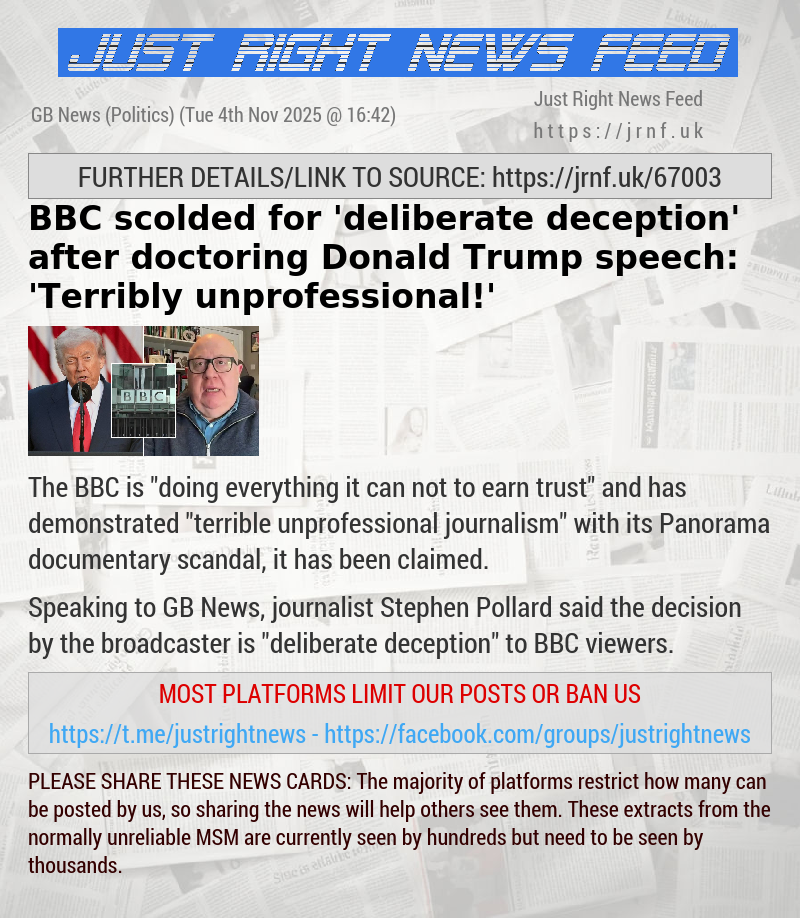 BBC scolded for ’deliberate deception’ after doctoring Donald Trump speech: ’Terribly unprofessional!’​