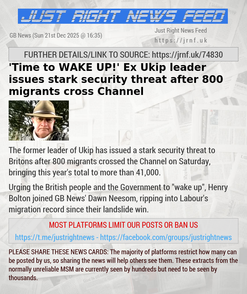 ’Time to WAKE UP!’ Ex—Ukip leader issues stark security threat after 800 migrants cross Channel