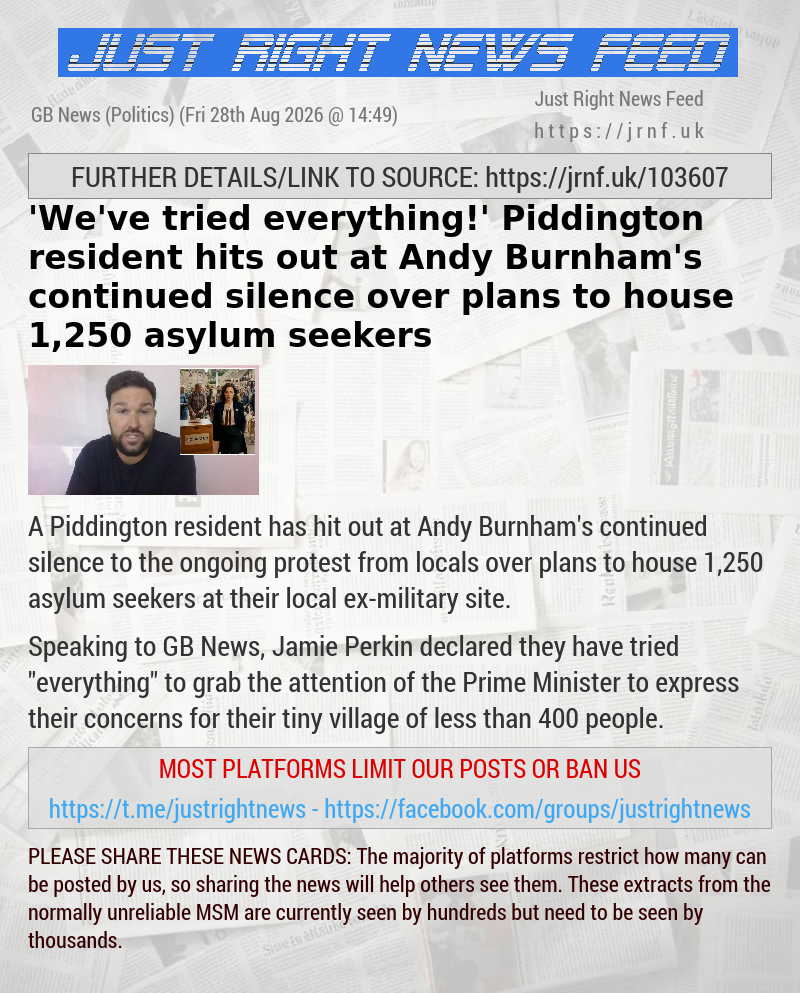 ’We’ve tried everything!’ Piddington resident hits out at Andy Burnham’s continued silence over plans to house 1,250 asylum seekers