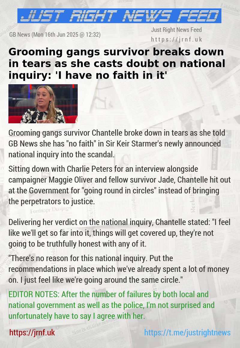 Grooming gangs survivor breaks down in tears as she casts doubt on national inquiry: ’I have no faith in it’