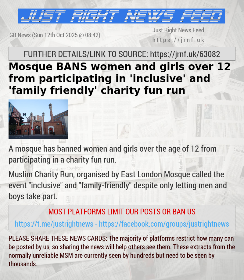 Mosque BANS women and girls over 12 from participating in ’inclusive’ and ’family—friendly’ charity fun run