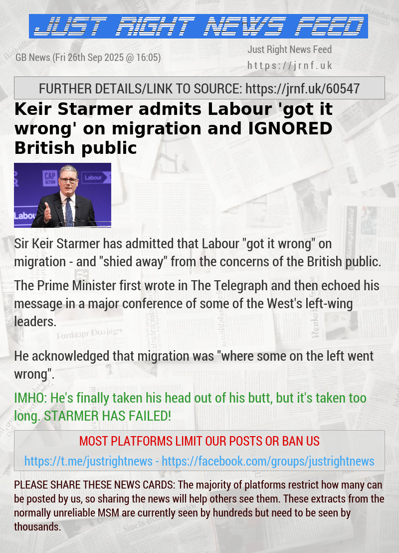 Keir Starmer admits Labour ’got it wrong’ on migration and IGNORED British public