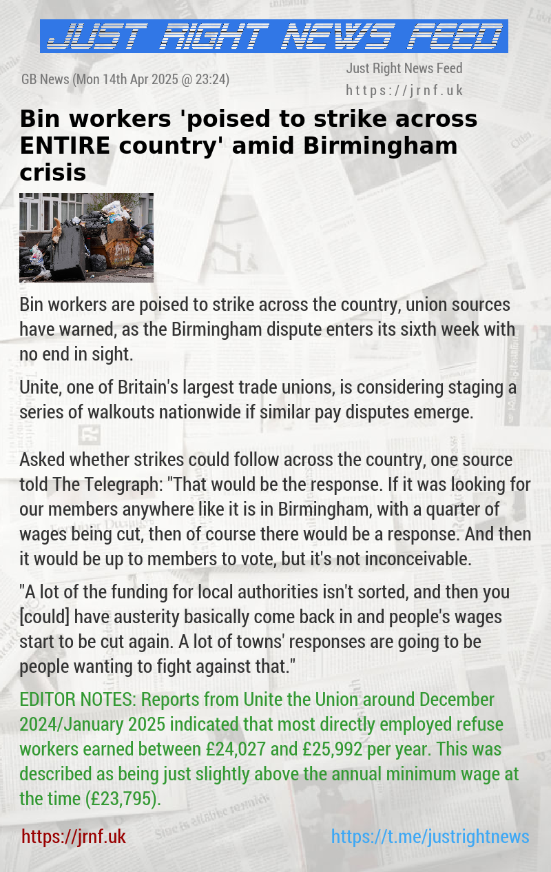 Bin workers ’poised to strike across ENTIRE country’ amid Birmingham crisis