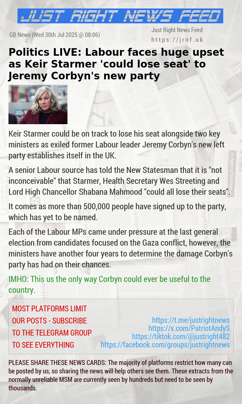 Politics LIVE: Labour faces huge upset as Keir Starmer ’could lose seat’ to Jeremy Corbyn’s new party