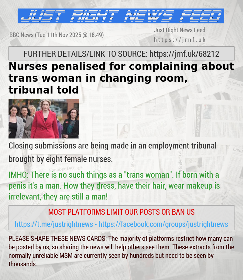 Nurses penalised for complaining about trans woman in changing room, tribunal told