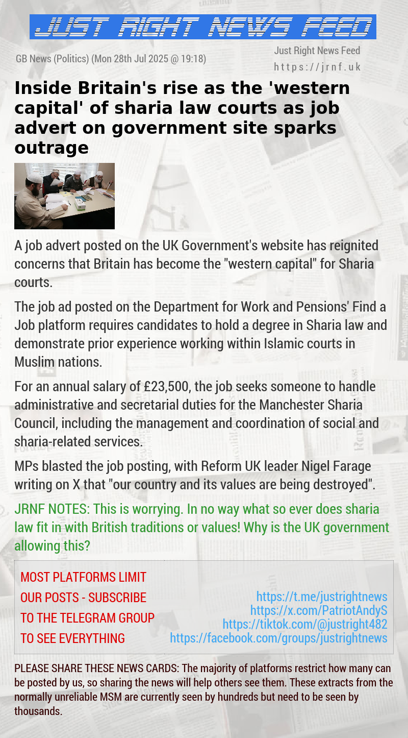 Inside Britain’s rise as the ’western capital’ of sharia law courts as job advert on government site sparks outrage
