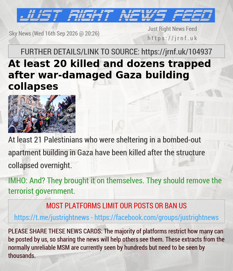 At least 20 killed and dozens trapped after war—damaged Gaza building collapses