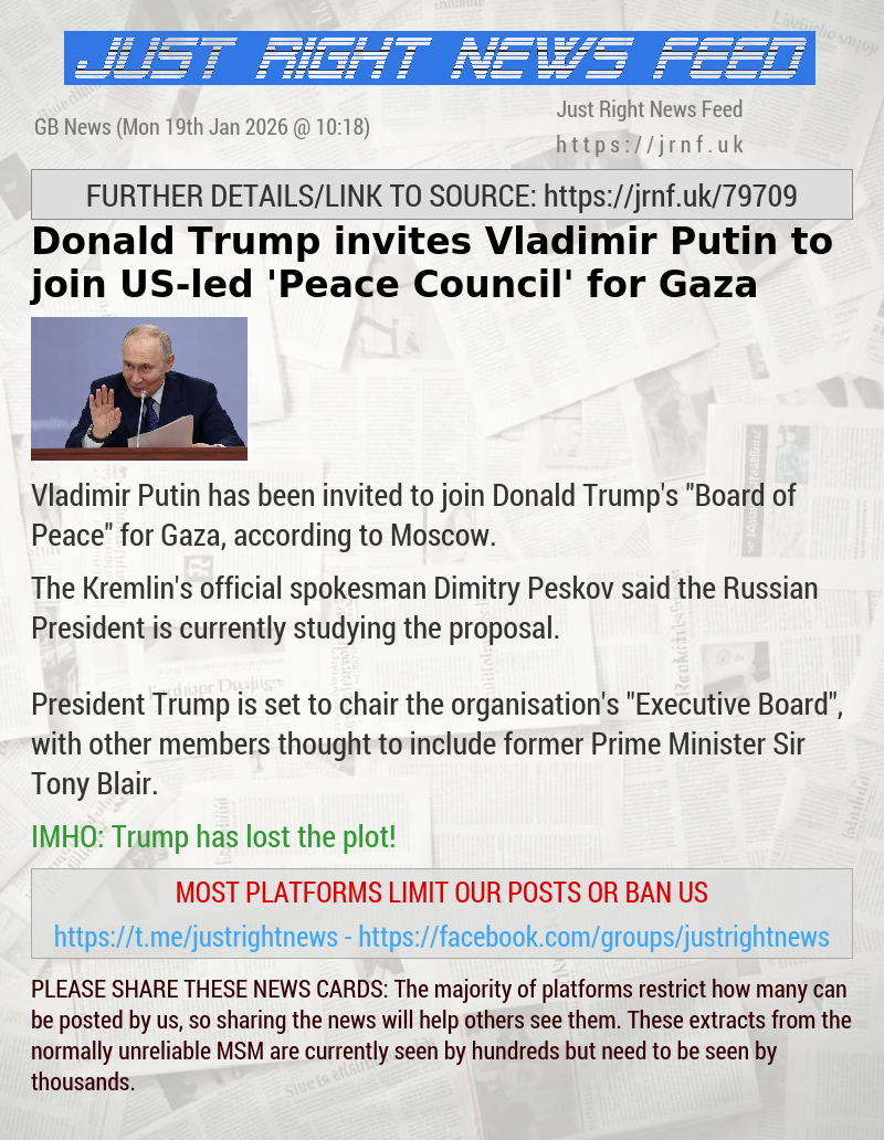 Donald Trump invites Vladimir Putin to join US—led ’Peace Council’ for Gaza