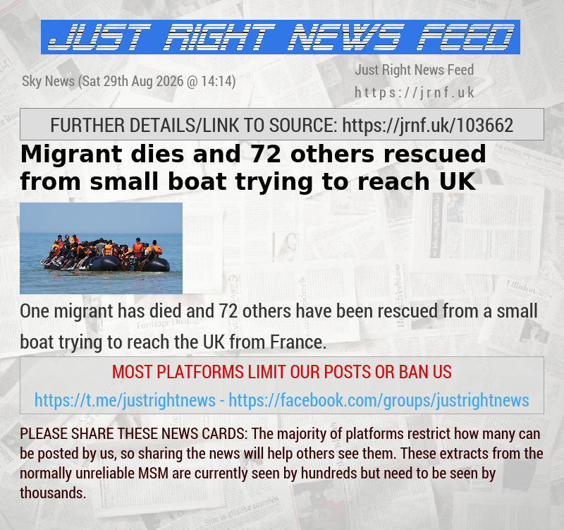 Migrant dies and 72 others rescued from small boat trying to reach UK