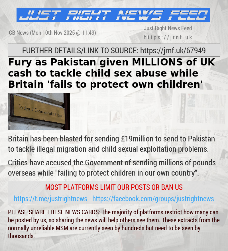 Fury as Pakistan given MILLIONS of UK cash to tackle child sex abuse while Britain ’fails to protect own children’