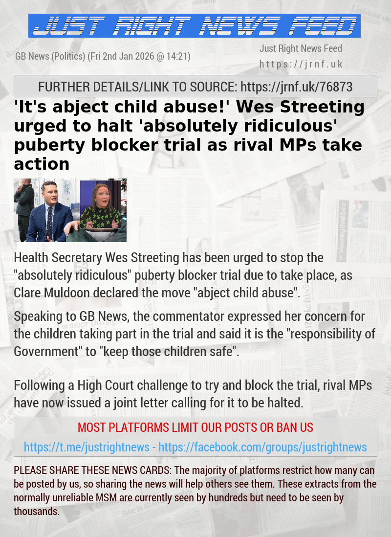 ’It’s abject child abuse!’ Wes Streeting urged to halt ’absolutely ridiculous’ puberty blocker trial as rival MPs take action