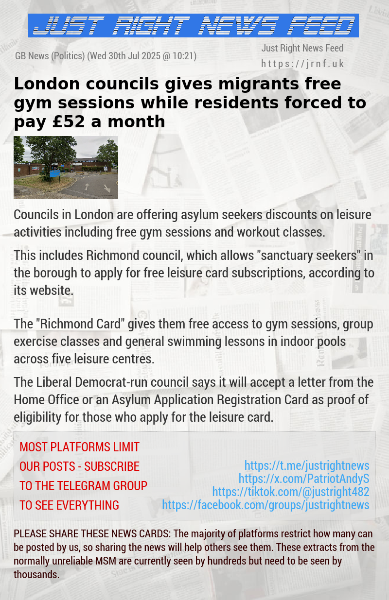 London councils gives migrants free gym sessions while residents forced to pay &pound;52 a month