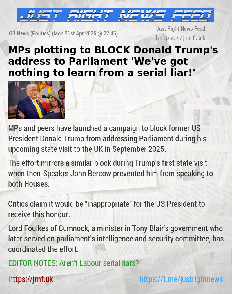 MPs plotting to BLOCK Donald Trump’s address to Parliament — ’We’ve got nothing to learn from a serial liar!’