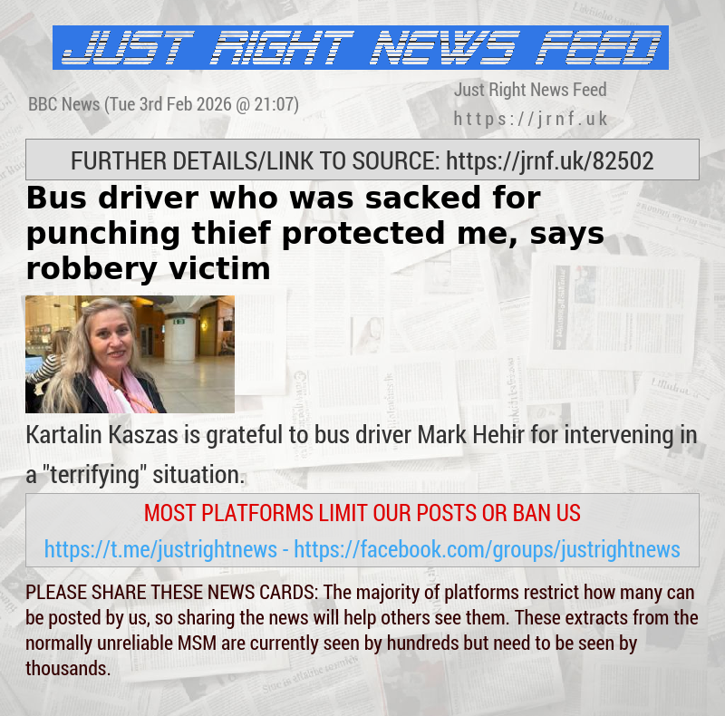 Bus driver who was sacked for punching thief protected me, says robbery victim