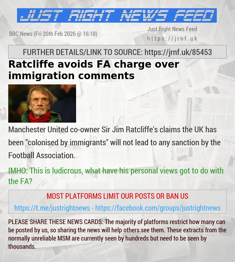 Ratcliffe avoids FA charge over immigration comments