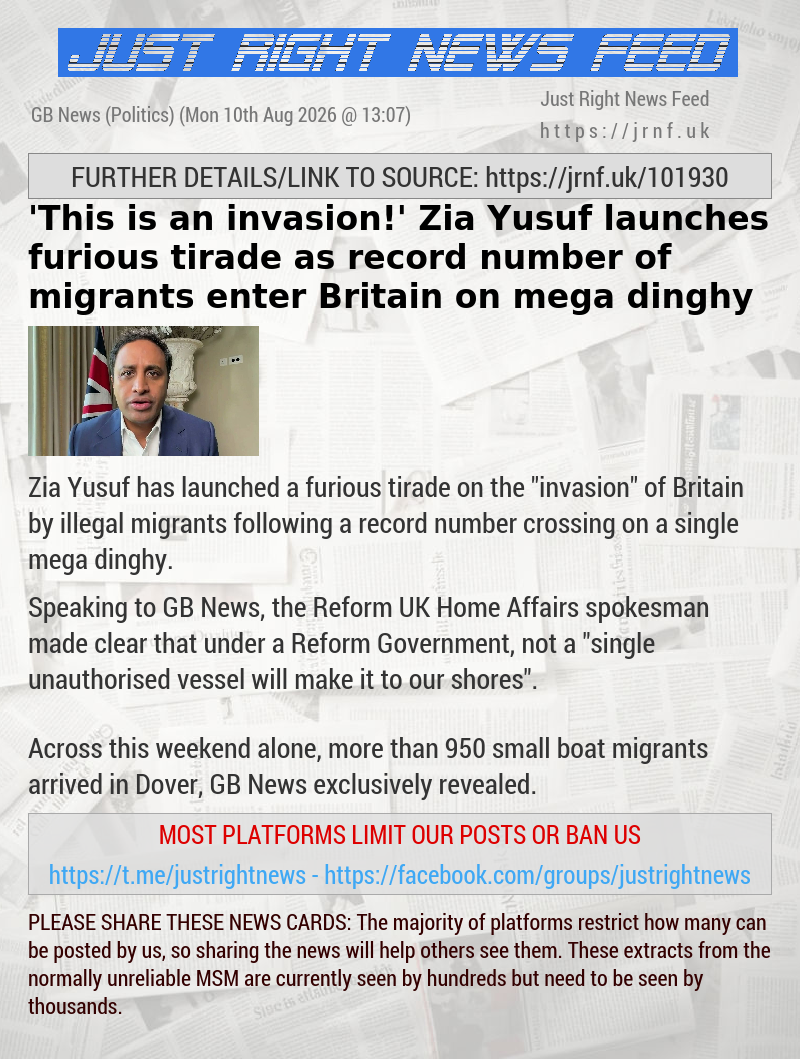 ’This is an invasion!’ Zia Yusuf launches furious tirade as record number of migrants enter Britain on mega dinghy
