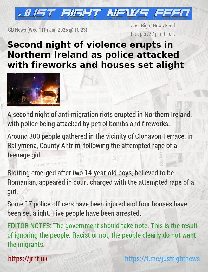 Second night of violence erupts in Northern Ireland as police attacked with fireworks and houses set alight