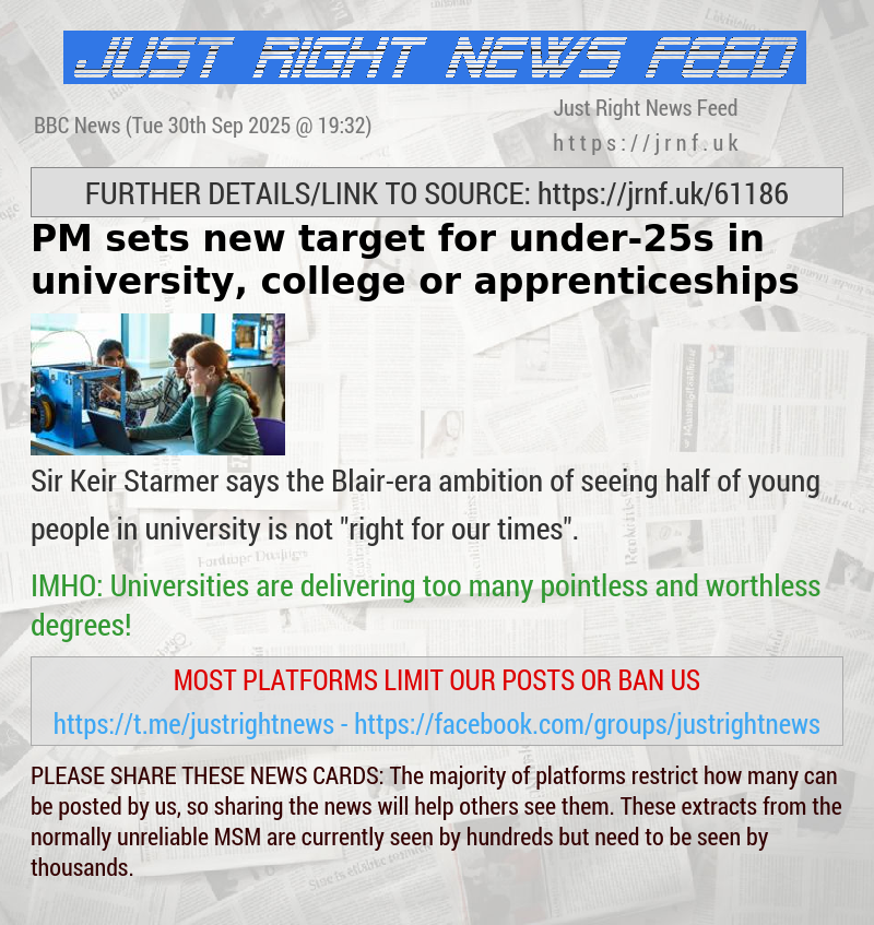 PM sets new target for under—25s in university, college or apprenticeships