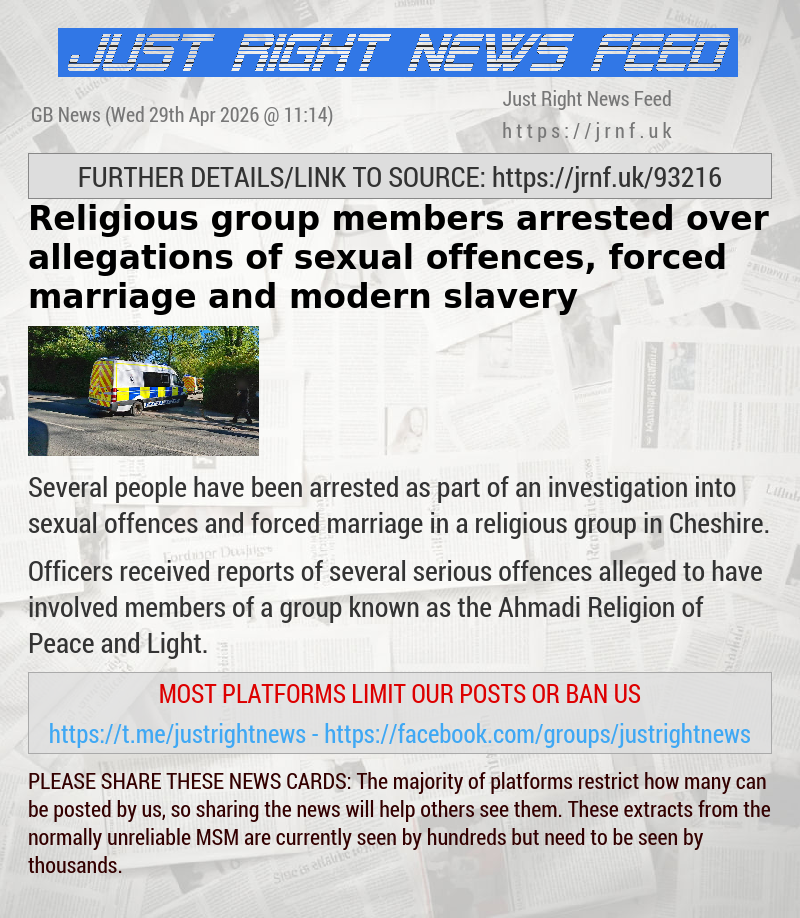 Religious group members arrested over allegations of sexual offences, forced marriage and modern slavery