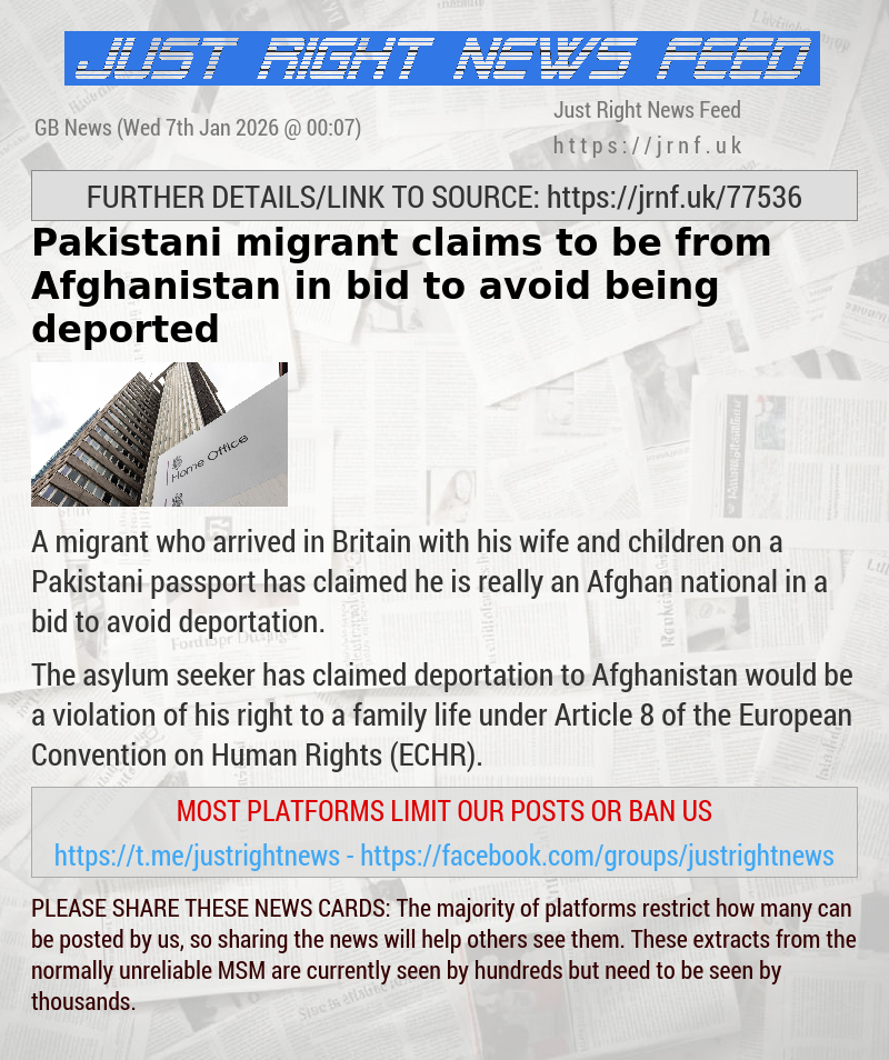 Pakistani migrant claims to be from Afghanistan in bid to avoid being deported
