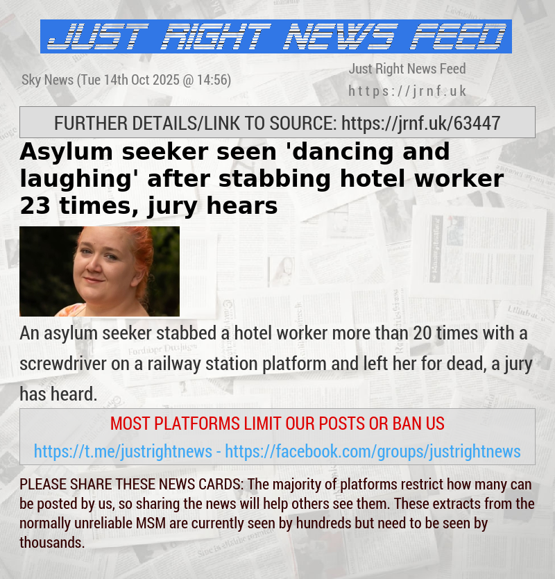 Asylum seeker seen ’dancing and laughing’ after stabbing hotel worker 23 times, jury hears