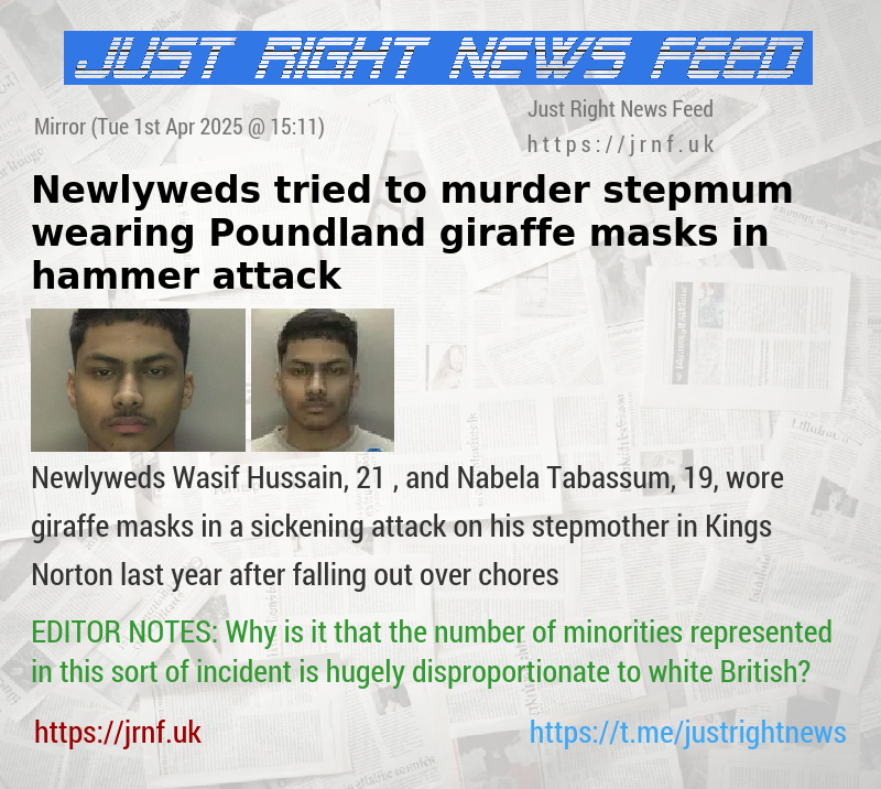 Newlyweds tried to murder stepmum wearing Poundland giraffe masks in hammer attack