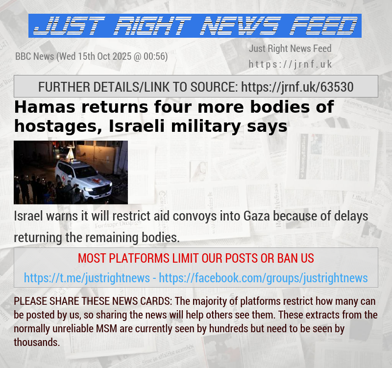 Hamas returns four more bodies of hostages, Israeli military says