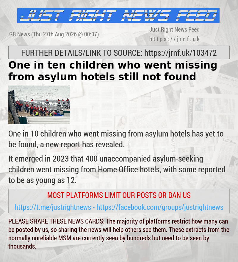 One in ten children who went missing from asylum hotels still not found