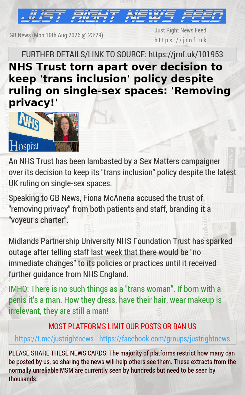 NHS Trust torn apart over decision to keep ’trans inclusion’ policy despite ruling on single—sex spaces: ’Removing privacy!’