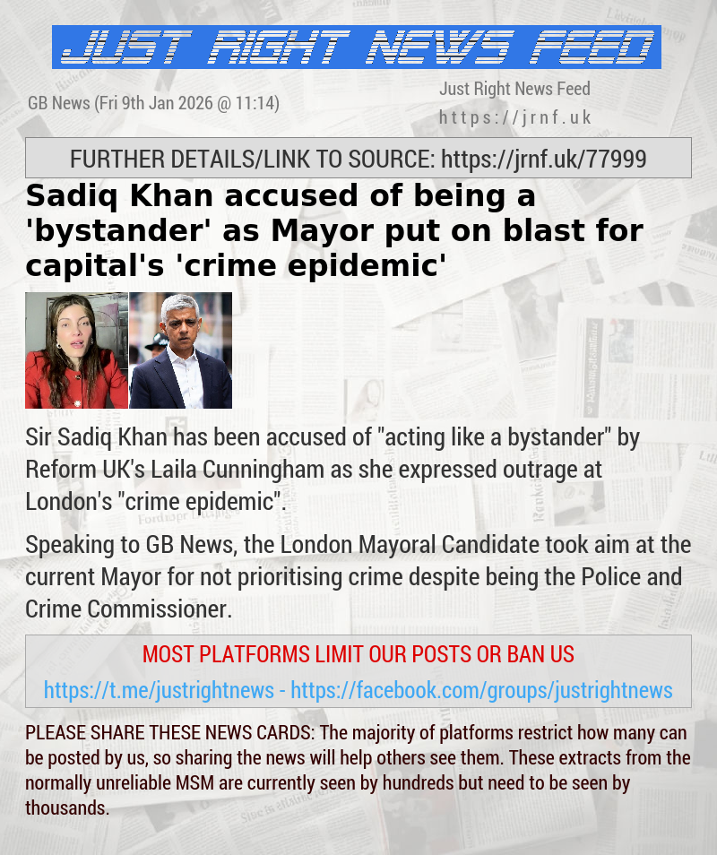 Sadiq Khan accused of being a ’bystander’ as Mayor put on blast for capital’s ’crime epidemic’
