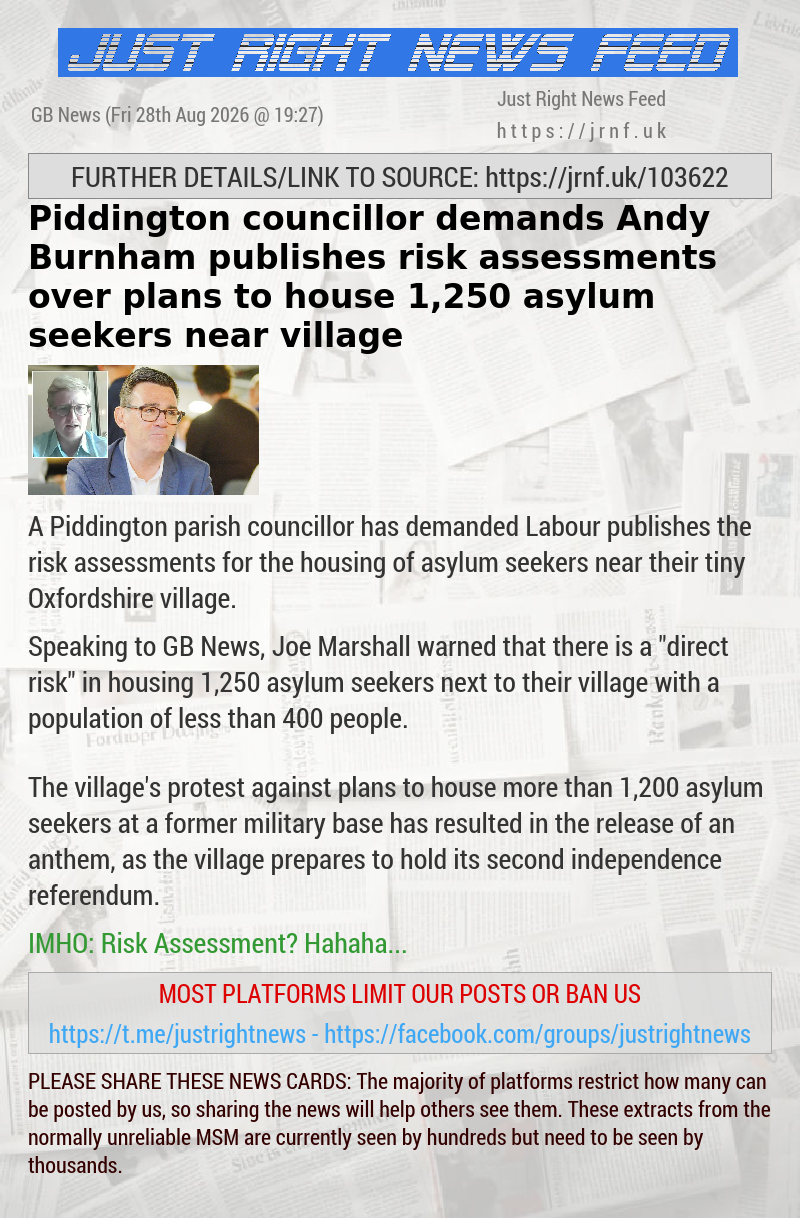 Piddington councillor demands Andy Burnham publishes risk assessments over plans to house 1,250 asylum seekers near village