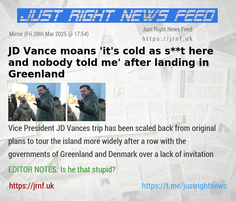 JD Vance moans ’it’s cold as s**t here and nobody told me’ after landing in Greenland
