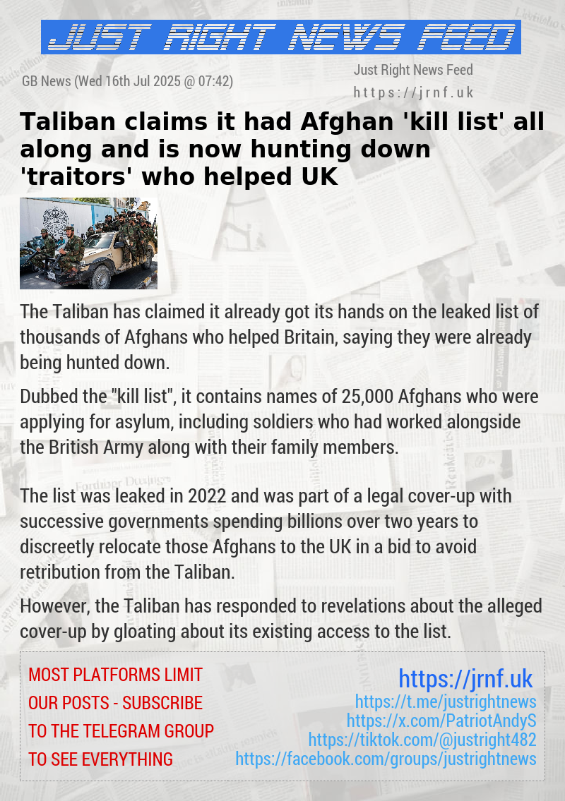Taliban claims it had Afghan ’kill list’ all along and is now hunting down ’traitors’ who helped UK