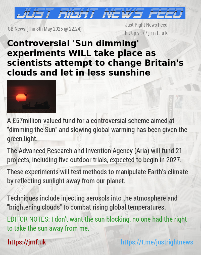 Controversial ’Sun—dimming’ experiments WILL take place as scientists attempt to change Britain’s clouds and let in less sunshine