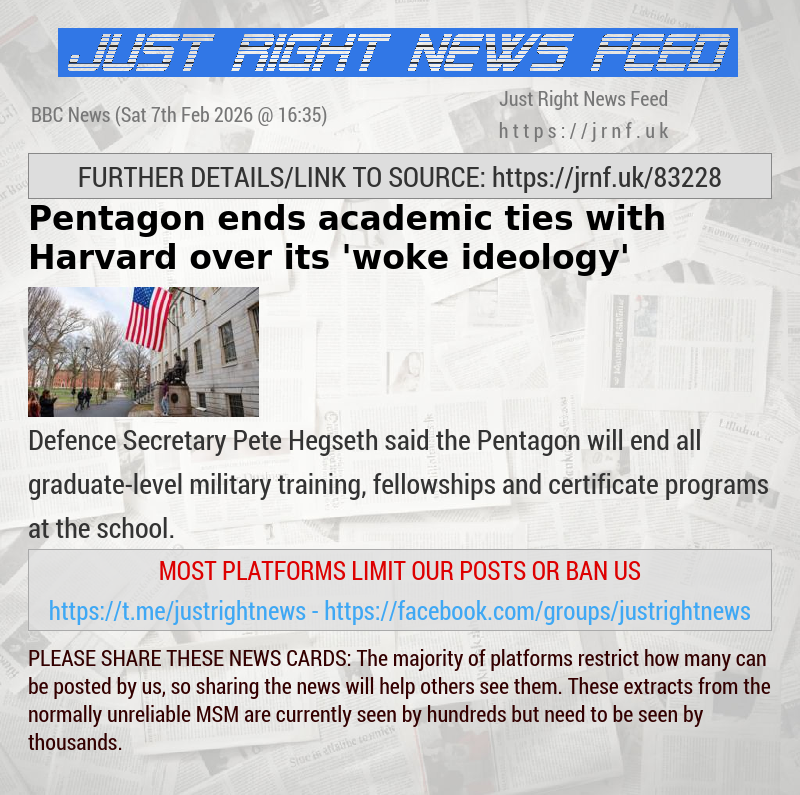 Pentagon ends academic ties with Harvard over its ’woke ideology’ 