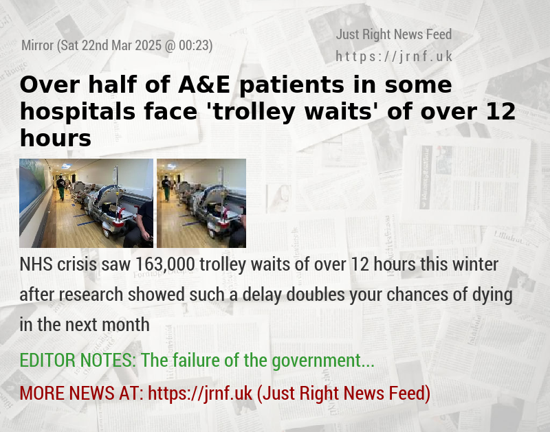 Over half of A&E patients in some hospitals face ’trolley waits’ of over 12 hours
