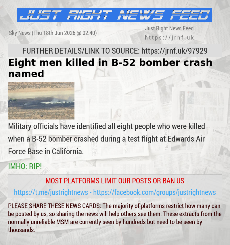 Eight men killed in B—52 bomber crash named
