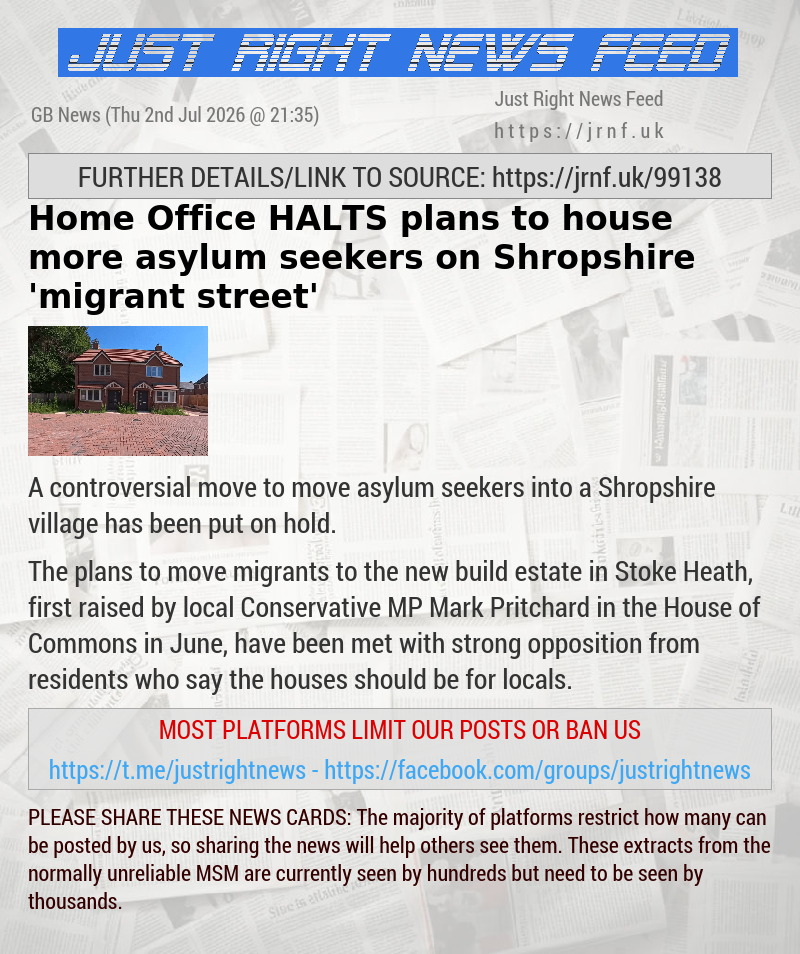 Home Office HALTS plans to house more asylum seekers on Shropshire ’migrant street’