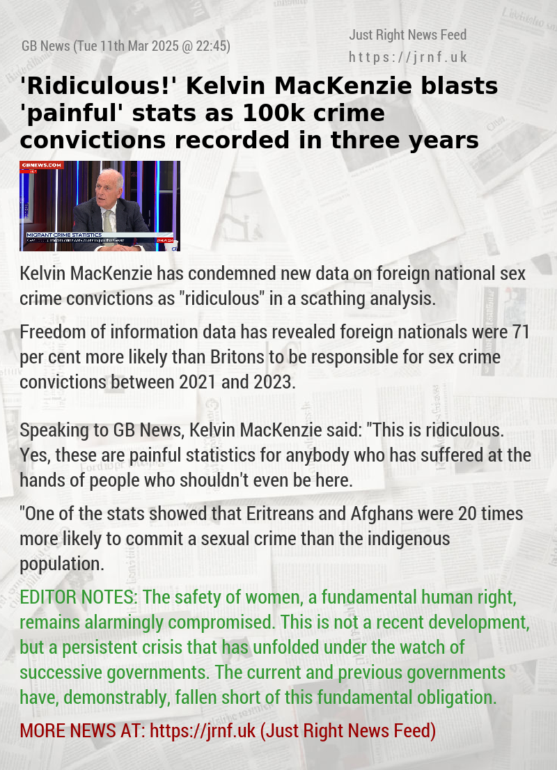 ’Ridiculous!’ Kelvin MacKenzie blasts ’painful’ stats as 100k crime convictions recorded in three years