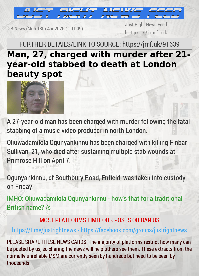 Man, 27, charged with murder after 21—year—old stabbed to death at London beauty spot