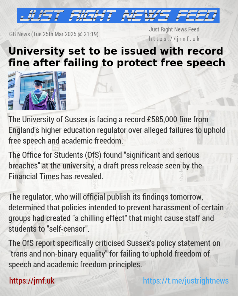 University set to be issued with record fine after failing to protect free speech