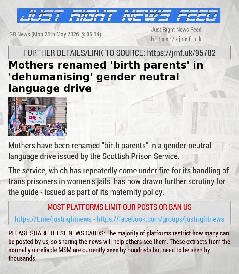 Mothers renamed ’birth parents’ in ’dehumanising’ gender—neutral language drive