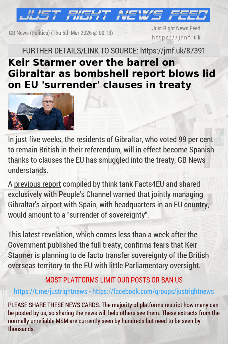 Keir Starmer over the barrel on Gibraltar as bombshell report blows lid on EU ’surrender’ clauses in treaty