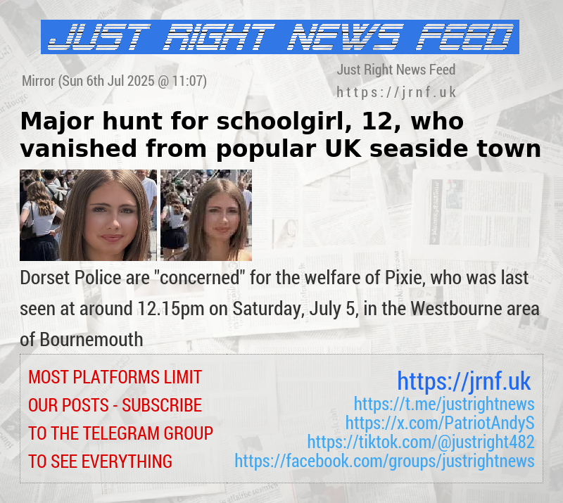 Major hunt for schoolgirl, 12, who vanished from popular UK seaside town