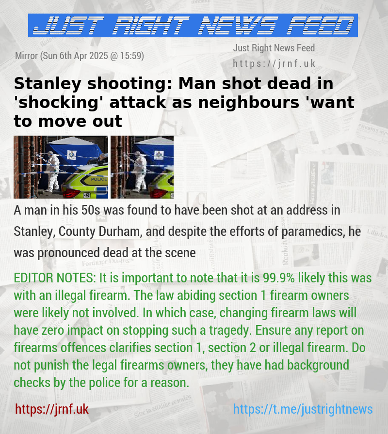 Stanley shooting: Man shot dead in ’shocking’ attack as neighbours ’want to move out