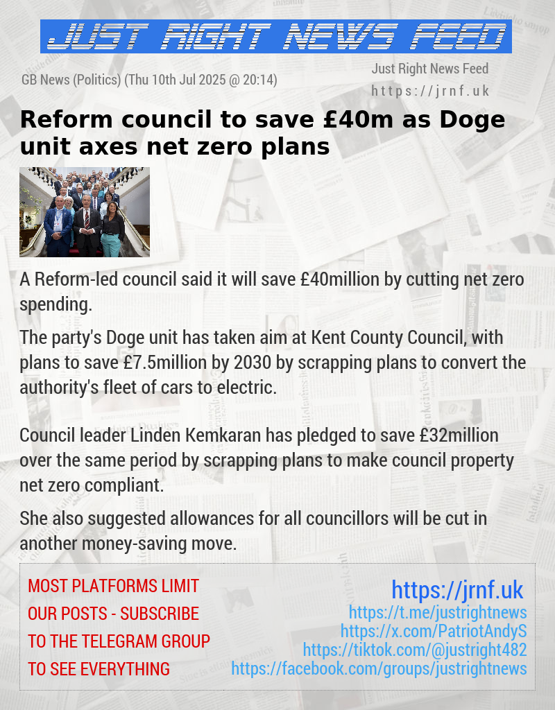 Reform council to save £40m as Doge unit axes net zero plans