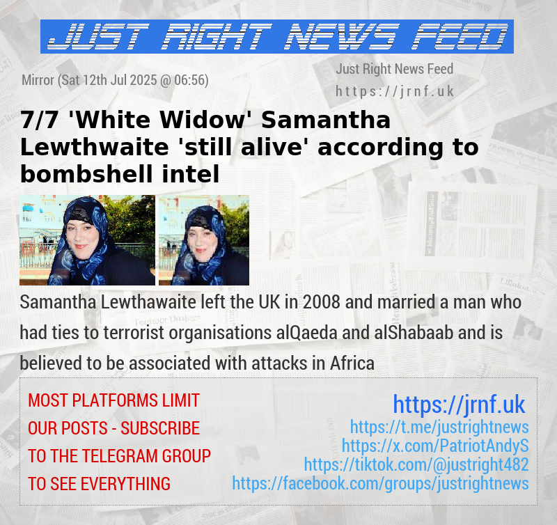 7/7 ’White Widow’ Samantha Lewthwaite ’still alive’ according to bombshell intel