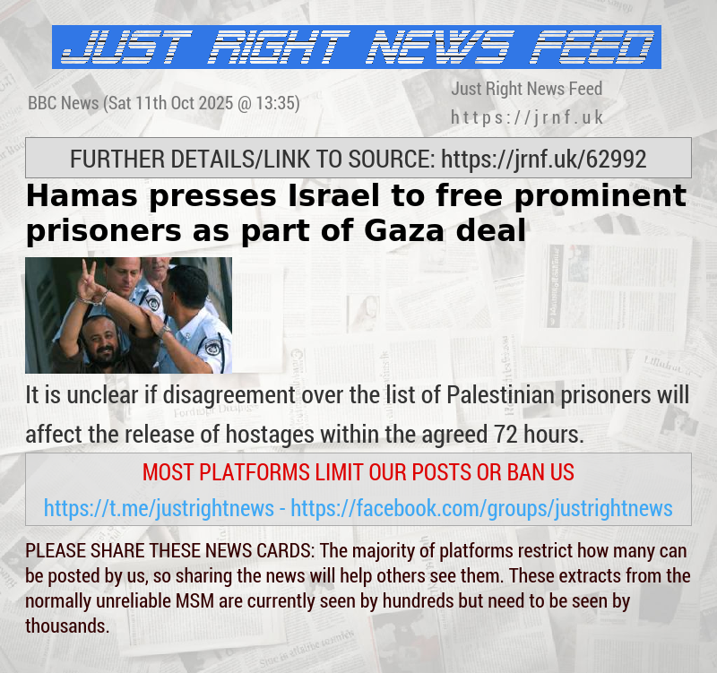 Hamas presses Israel to free prominent prisoners as part of Gaza deal